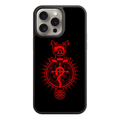 Fullmetal Alchemist Phone Case For iPhone Samsung Galaxy Pixel - Glowing Red Flamel And Transmutation Circle Symbols On Black Background