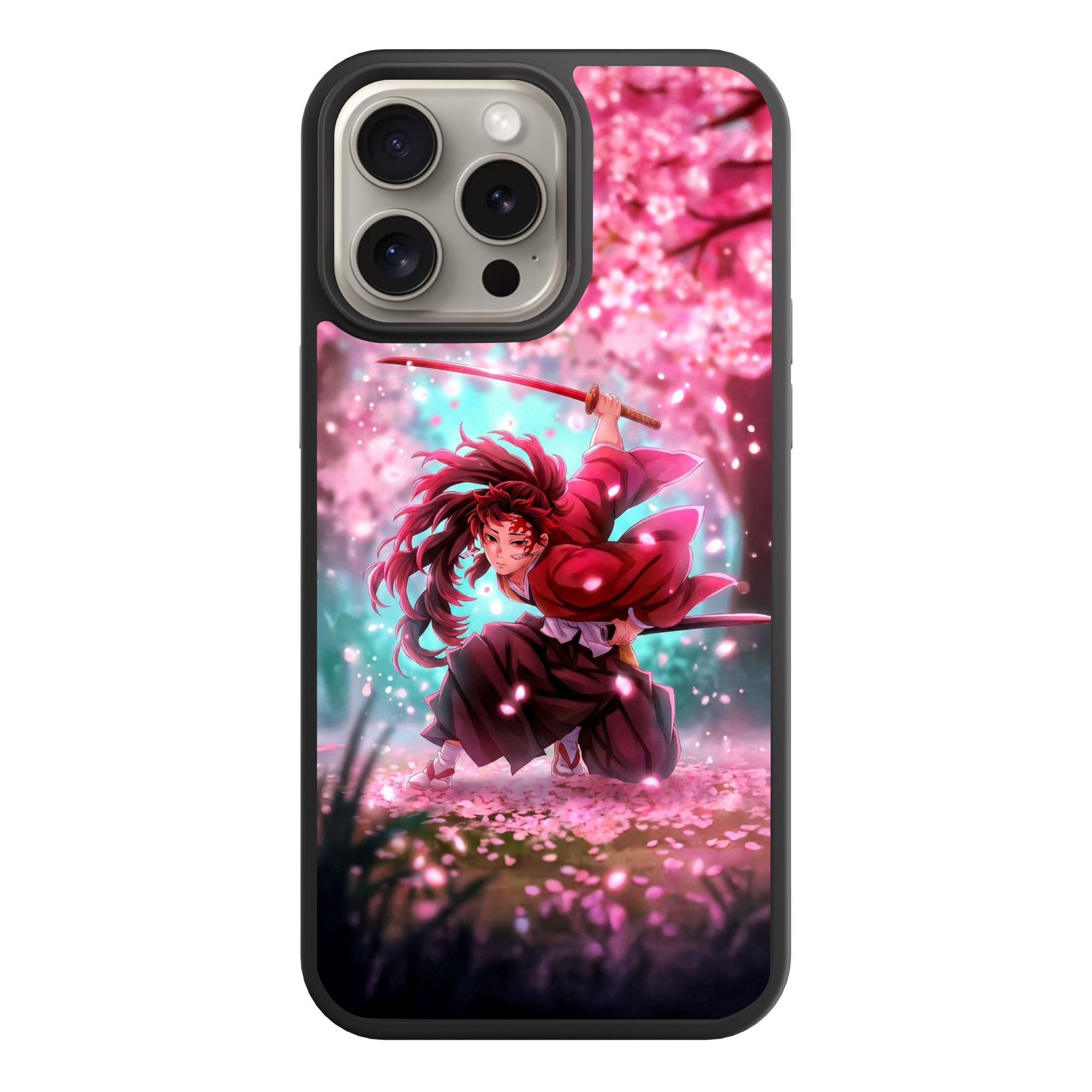 Demon Slayer Yoriichi Phone Case For iPhone Samsung Galaxy Pixel - Sun Breathing Yoriichi Sakura Art Poster