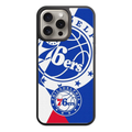 NBA Philadelphia 76ers Phone Case For iPhone Samsung Galaxy Pixel - Philadelphia 76ers Shields On Blue White And Red Textured Background