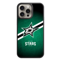 NHL Dallas Stars Phone Case For iPhone Samsung Galaxy Pixel - Dallas Stars Logo And Diagonal Stripe On Green Distressed Background