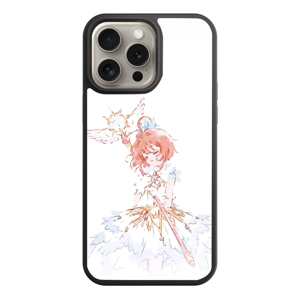 Cardcaptor Sakura Phone Case For iPhone Samsung Galaxy Pixel - Sakura Kinomoto Holding Her Dream Wand On White Background