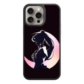 Sailor Moon Phone Case For iPhone Samsung Galaxy Pixel - Sailor Moon Side Profile Silhouette In Front Of Crescent Moon On Black Background