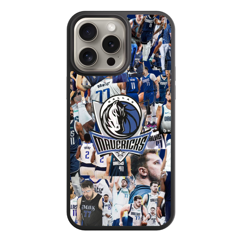 NBA Dallas Mavericks Phone Case For iPhone Samsung Galaxy Pixel - Dallas Mavericks Logo And Players Collage Poster