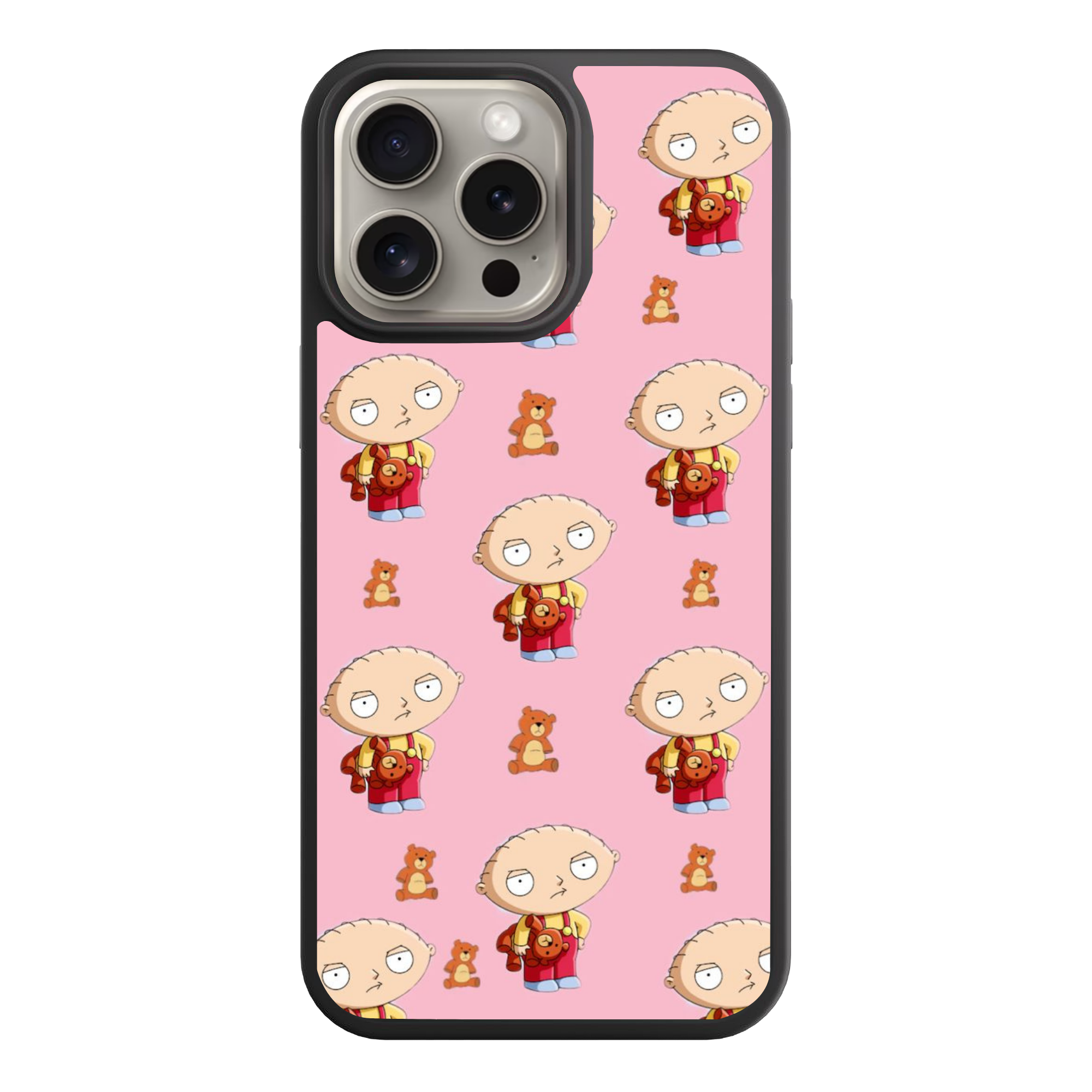 Family Guy Stewie Griffin Phone Case For iPhone Samsung Galaxy Pixel - Stewie Griffin And Rupert Pattern On Pink Background