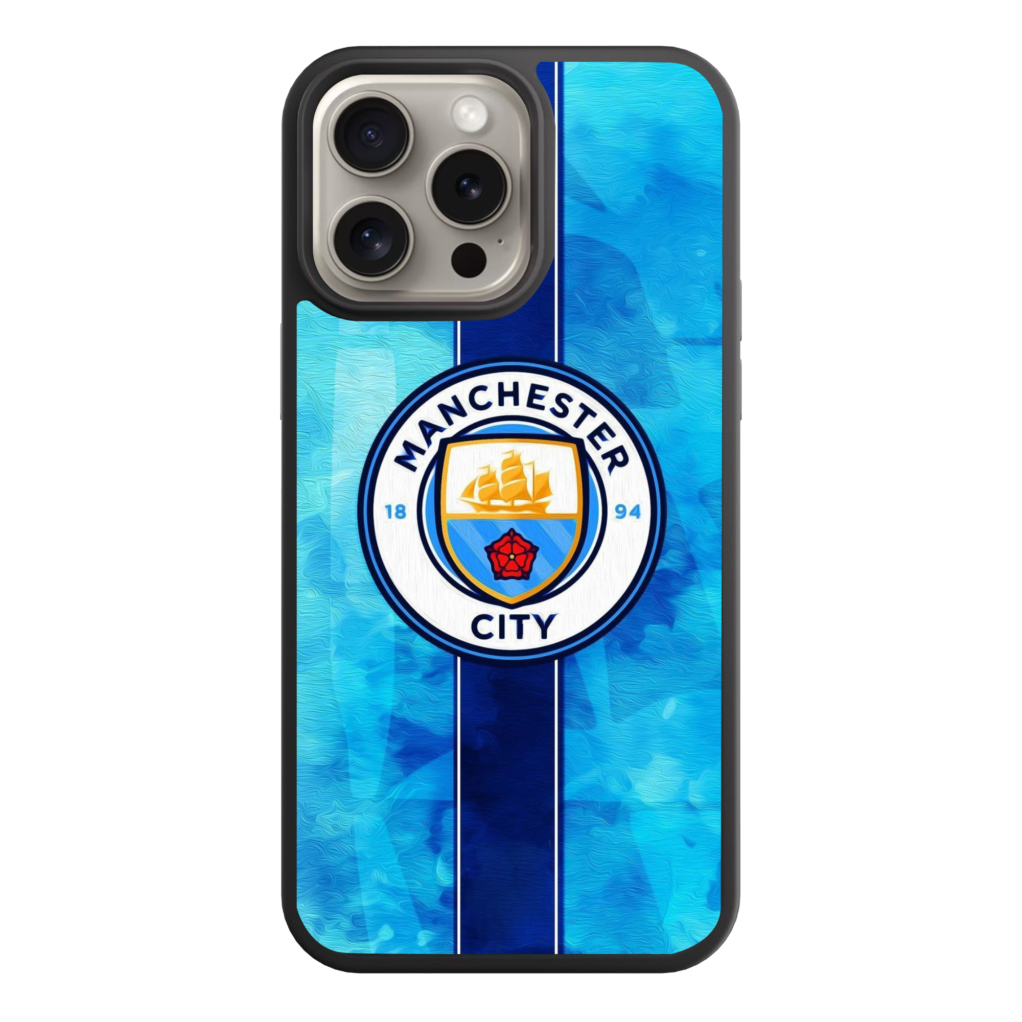 Manchester City FC Phone Case For iPhone Samsung Galaxy Pixel - Manchester City FC Manchester City FC Crest On Sky Blue Watercolor Background