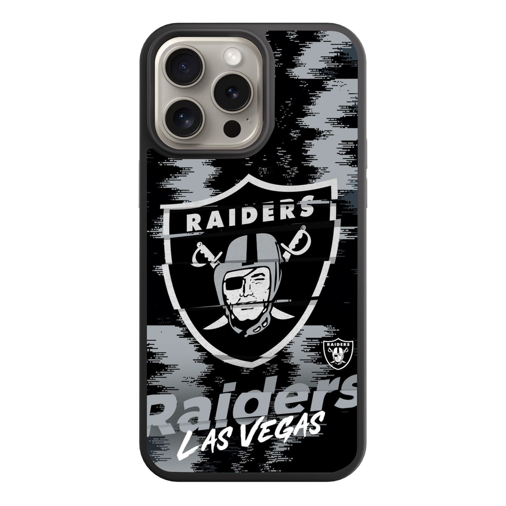 NFL Las Vegas Raiders Phone Case For iPhone Samsung Galaxy Pixel - Las Vegas Raiders Logo And Wordmark On Pixelated Textured Background