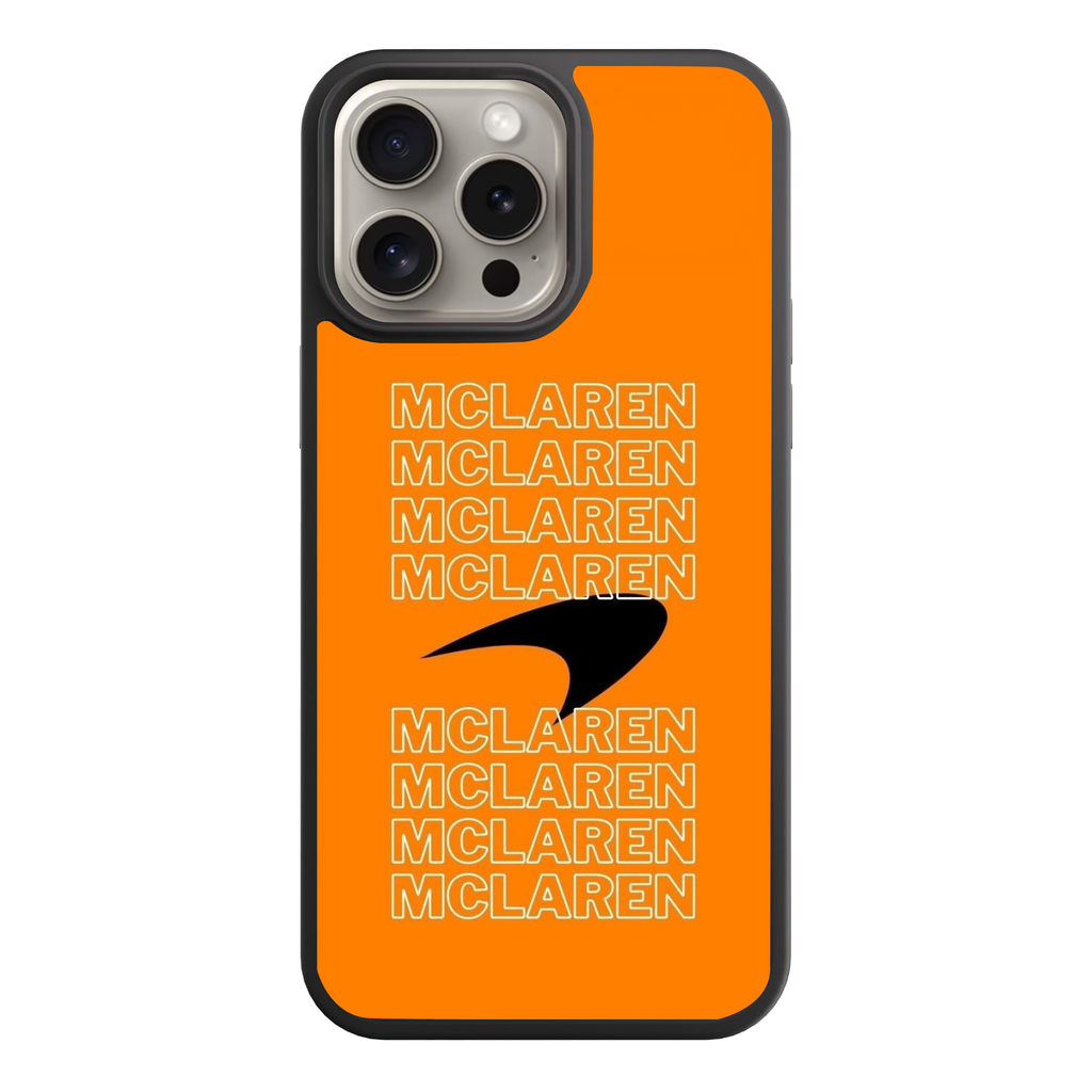 F1 Formula 1 McLaren Phone Case For iPhone Samsung Galaxy Pixel - McLaren Logo And Wordmark Pattern On Orange Background