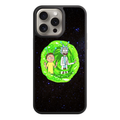 Rick And Morty Phone Case For iPhone Samsung Galaxy Pixel - Rick And Morty Emerging From A Green Portal On Starry Space Background