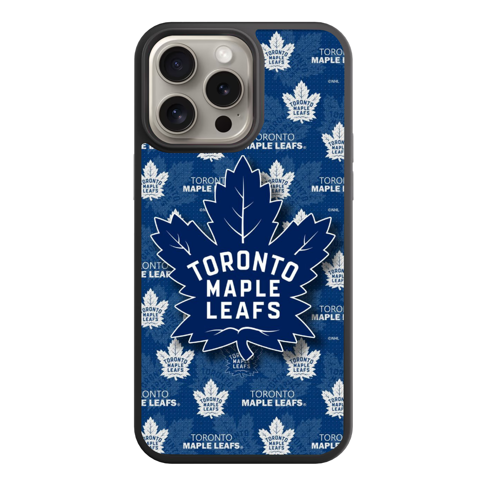 NHL Toronto Maple Leafs Phone Case For iPhone Samsung Galaxy Pixel - Toronto Maple Leafs Logos And Wordmarks Pattern On Blue Background
