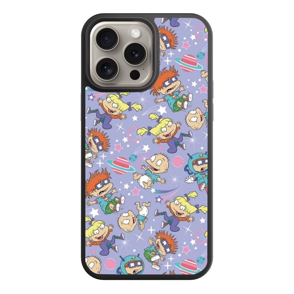 Rugrats Phone Case For iPhone Samsung Galaxy Pixel - Rugrats Characters And Space Elements Pattern On Purple Background