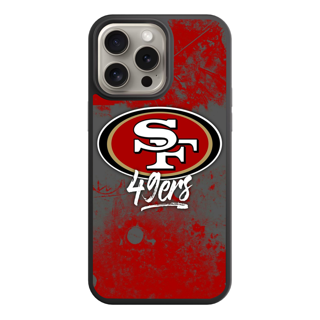 NFL San Francisco 49ers Phone Case For iPhone Samsung Galaxy Pixel - San Francisco 49ers Logo And Wordmark On Red Distressed Background