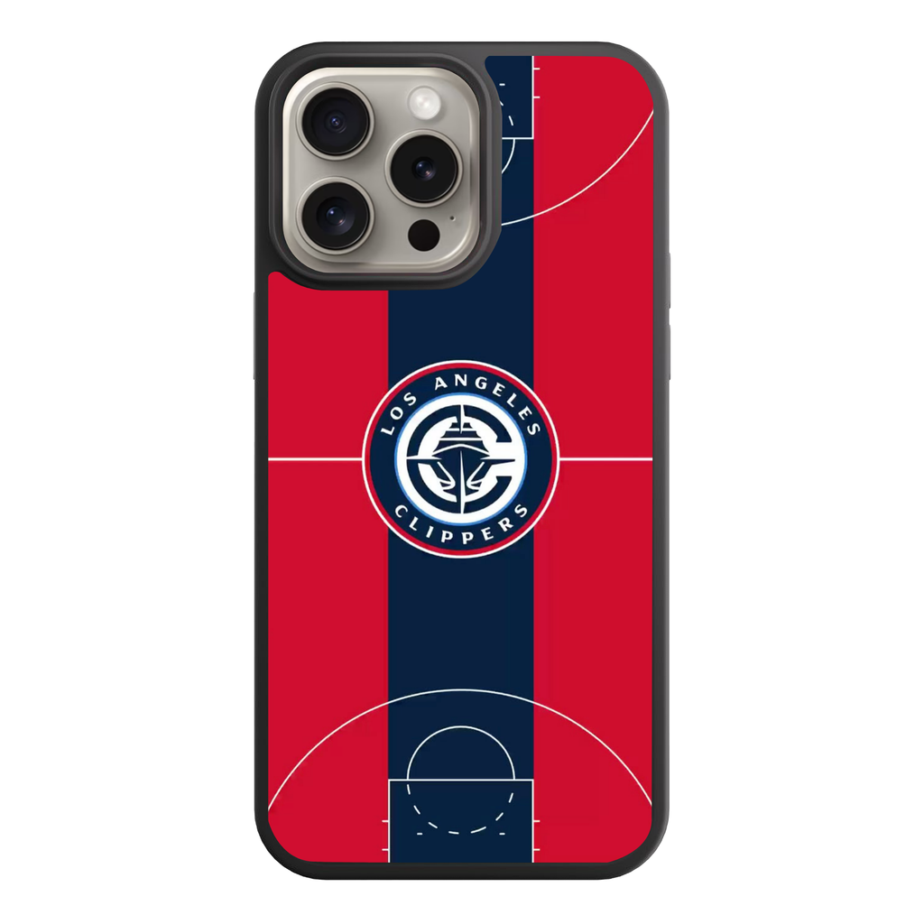 NBA Los Angeles Clippers Phone Case For iPhone Samsung Galaxy Pixel - Los Angeles Clippers Nautical Logo On Basketball Court Background