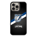 NHL Tampa Bay Lightning Phone Case For iPhone Samsung Galaxy Pixel - Tampa Bay Lightning Logo And Diagonal Stripes On Textured Black Background