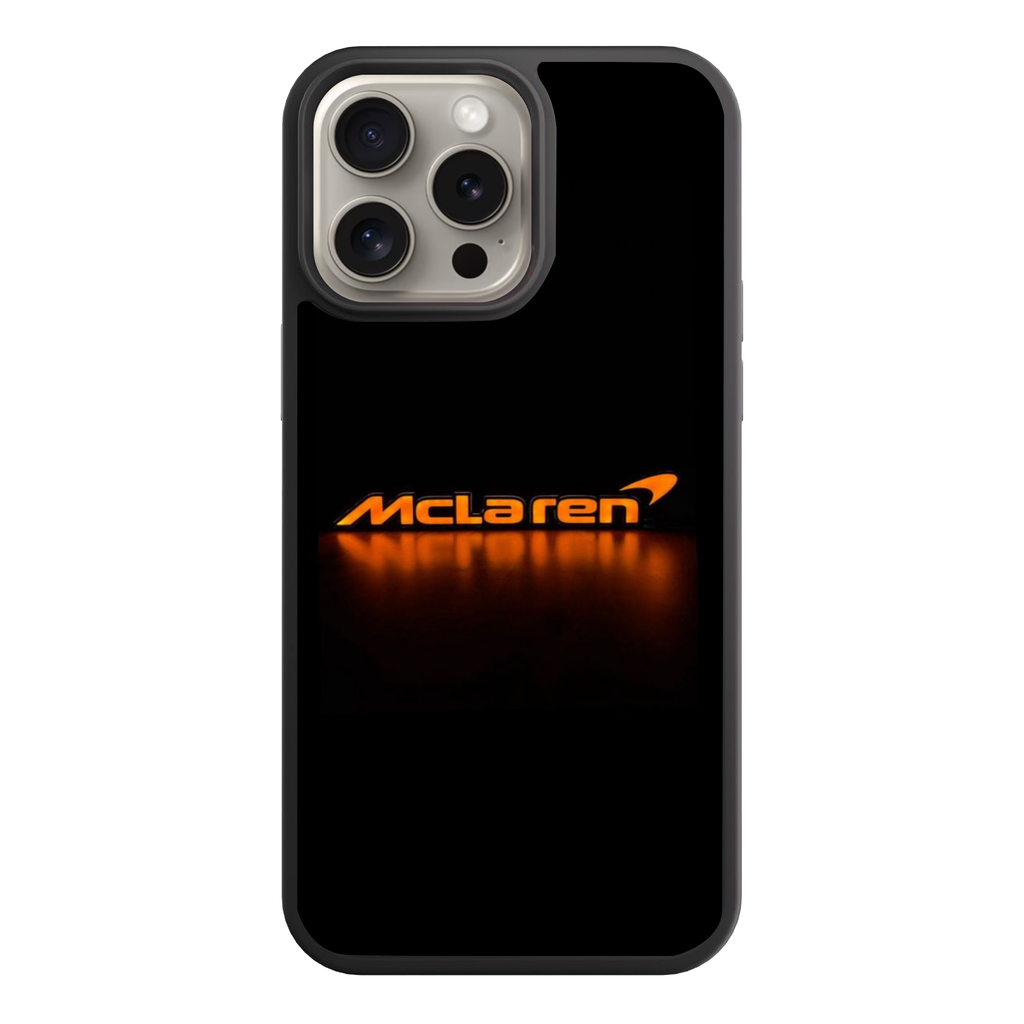 F1 Formula 1 McLaren Phone Case For iPhone Samsung Galaxy Pixel - McLaren Logo And Reflection On Black Background