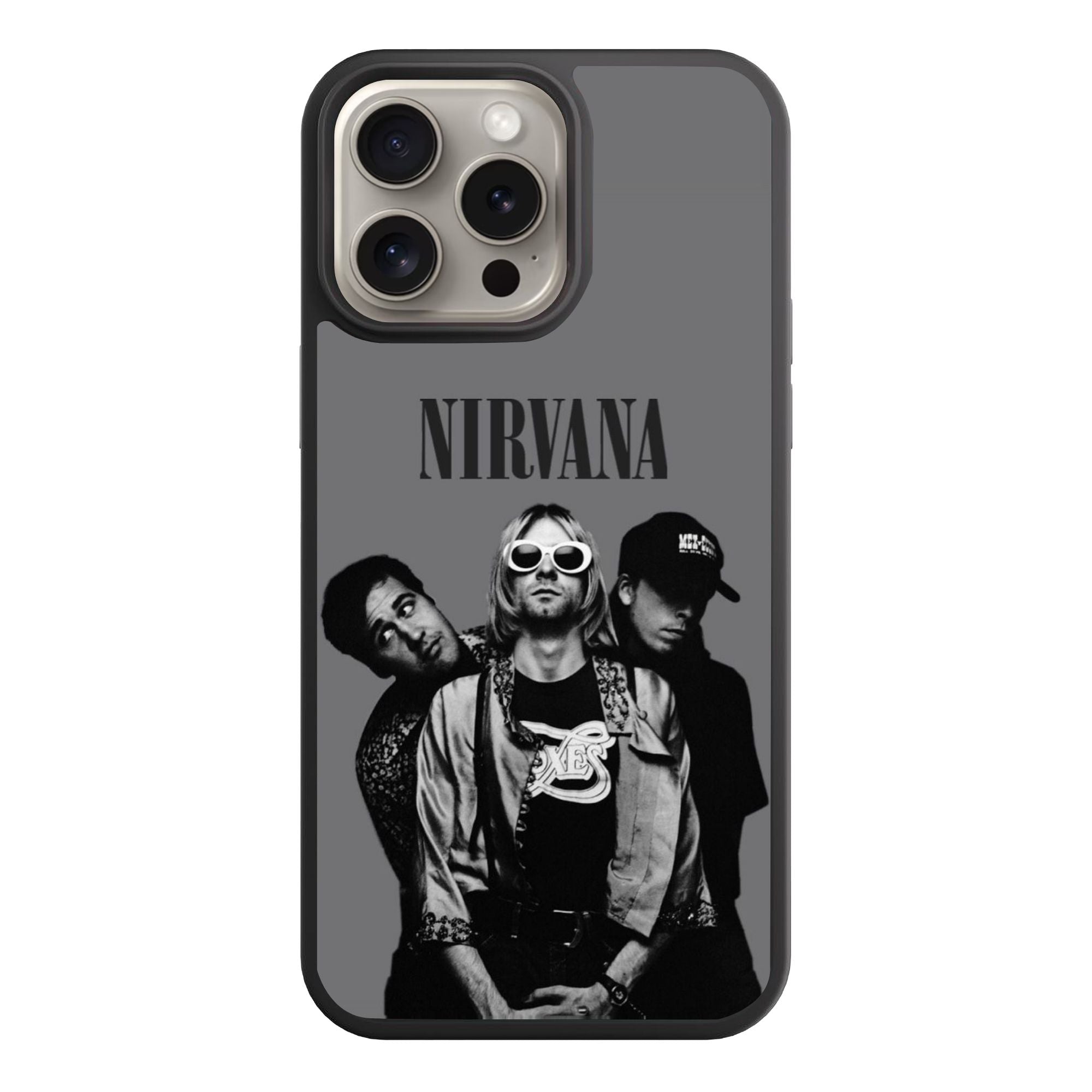 Nirvana Phone Case For iPhone Samsung Galaxy Pixel - Nirvana Band Photo Portrait Graphic In Grey Background