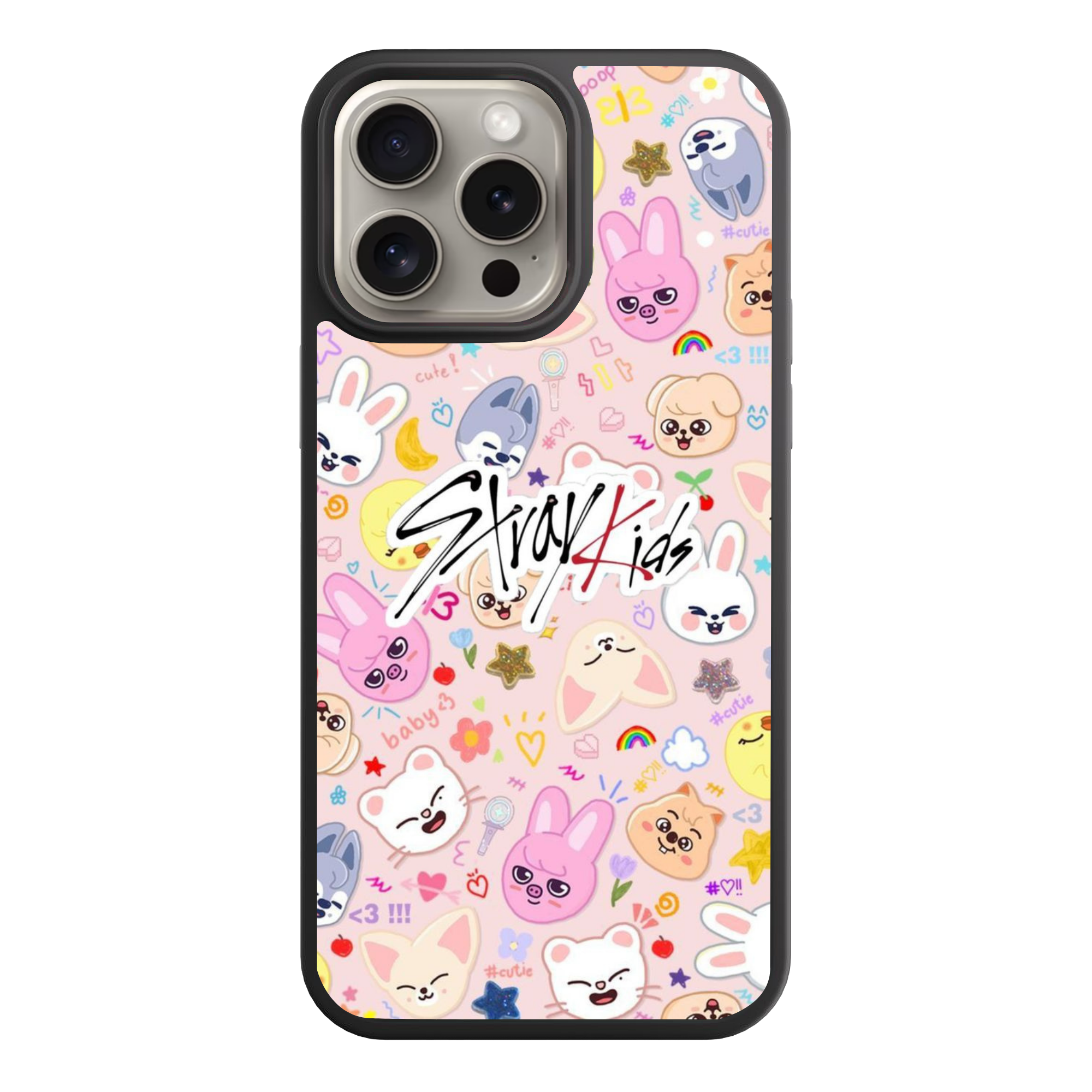Stray Kids Phone Case For iPhone Samsung Galaxy Pixel - Stray Kids Logo And SKZOO Pattern On Pink Background