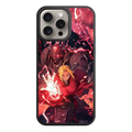 Fullmetal Alchemist Phone Case For iPhone Samsung Galaxy Pixel - Edward Elric Performing Alchemy With Alphonse Elric And Red Lightning Energy On Dark Red Background