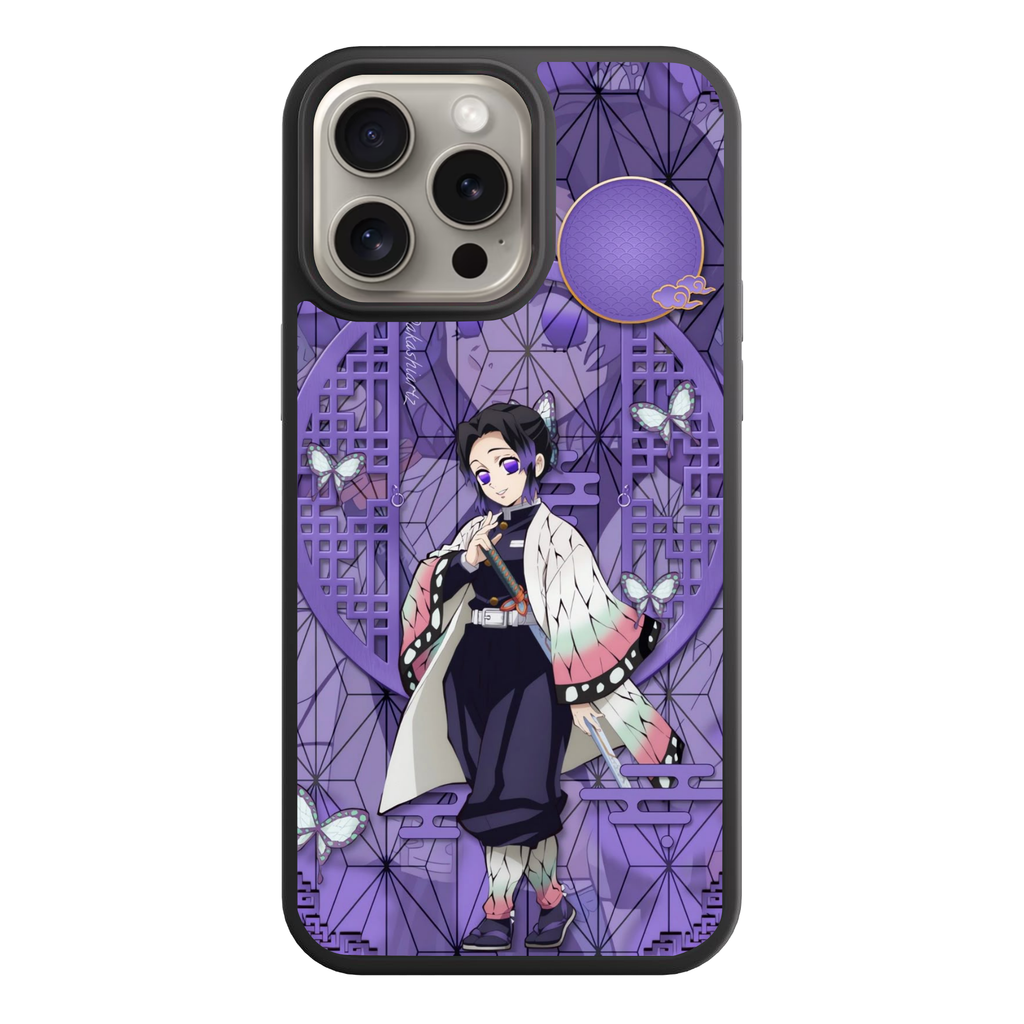 Demon Slayer Shinobu Phone Case For iPhone Samsung Galaxy Pixel - Shinobu Kocho Purple Asanoha Pattern Aesthetic Wallpaper