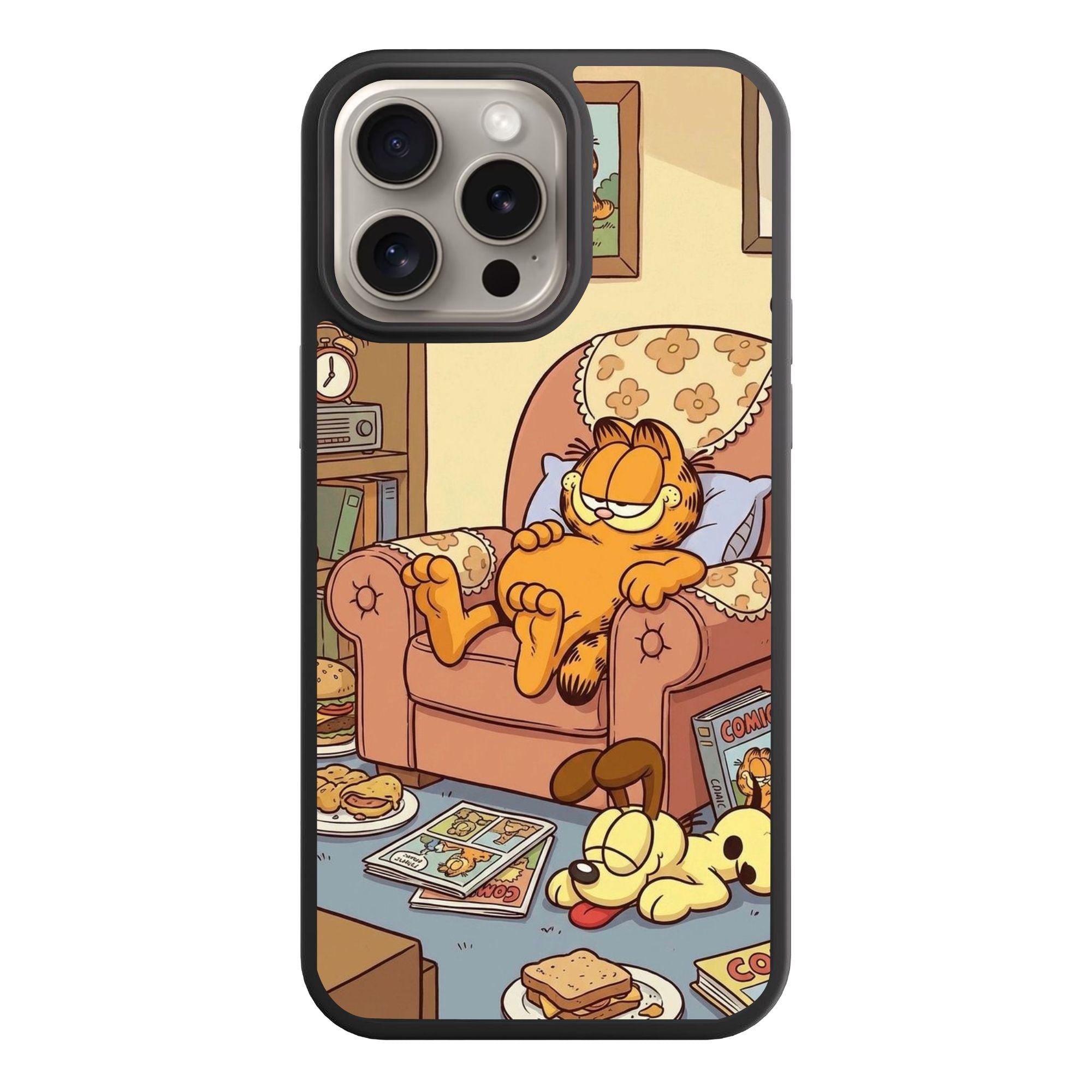 Garfield Phone Case For iPhone Samsung Galaxy Pixel - Cozy Garfield And Odie Living Room Scene
