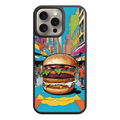 Burger Pattern Phone Case For iPhone Samsung Galaxy Pixel - Comic Style Giant Burger In New York City Street Painting