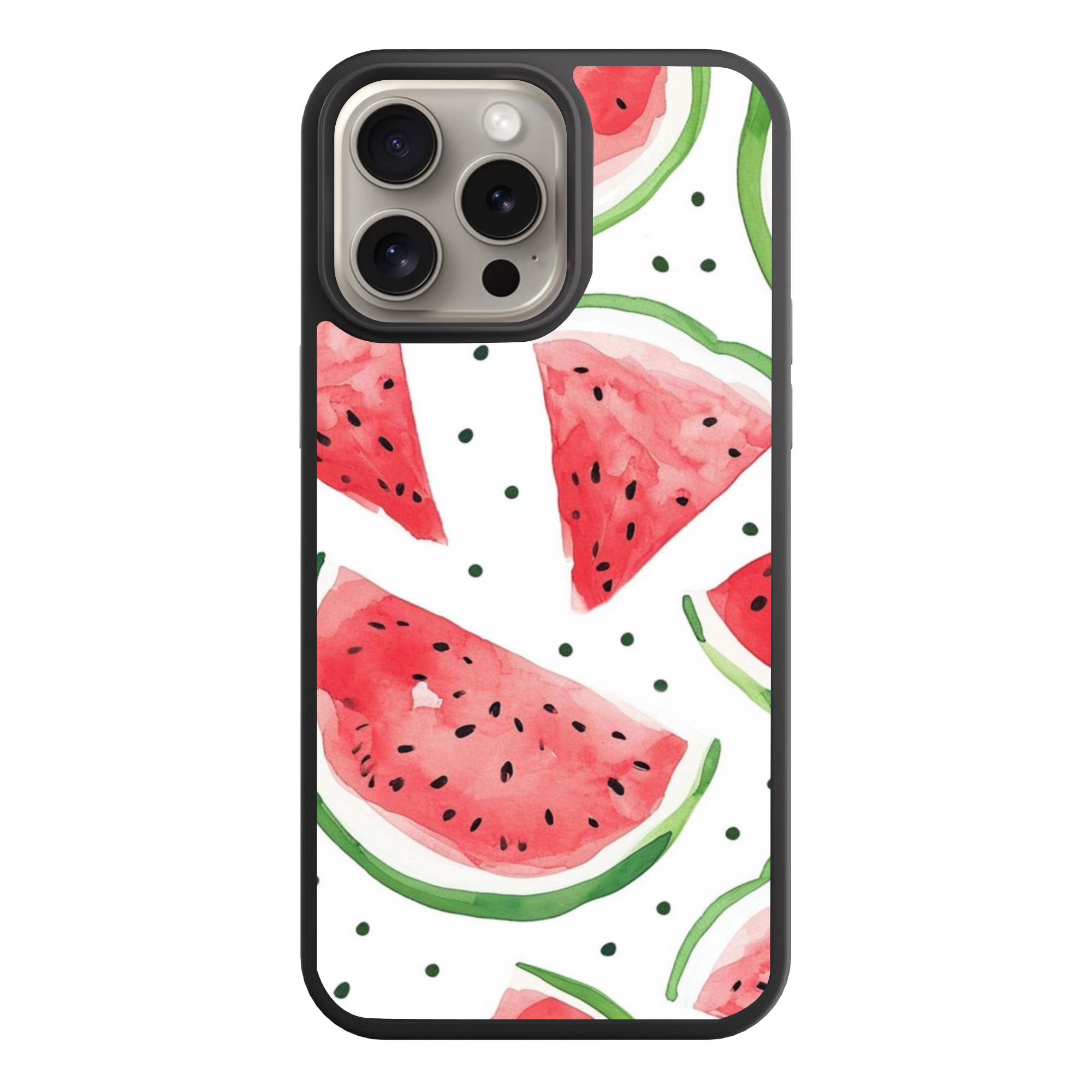 Watermelon Pattern Phone Case For iPhone Samsung Galaxy Pixel - Watercolor Watermelon Slice Pattern In White Background