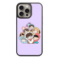 BTS Phone Case For iPhone Samsung Galaxy Pixel - BTS Chibi Stack On Pastel Purple Background