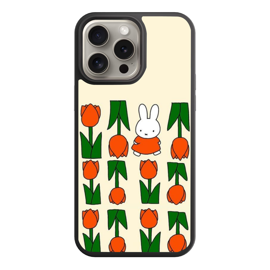 Miffy Phone Case For iPhone Samsung Galaxy Pixel - Miffy In Tulip Field In Beige Background