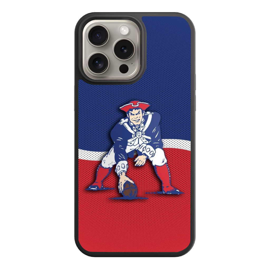 NFL New England Patriots Phone Case For iPhone Samsung Galaxy Pixel - New England Patriots Retro Pat Patriot Logo On Red And Navy Mesh Background