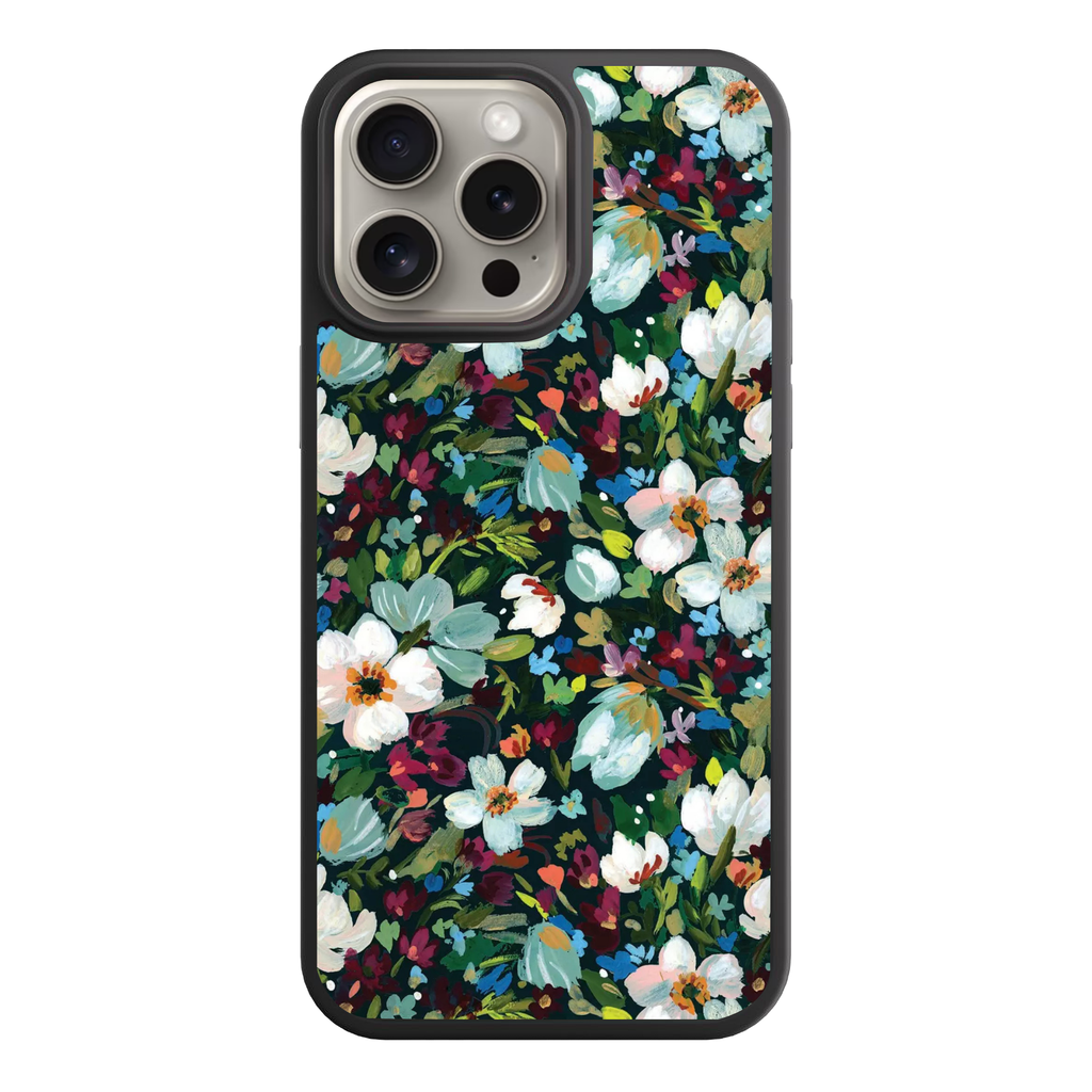 Floral Pattern Phone Case For iPhone Samsung Galaxy Pixel - Dark Impressionist Painted Floral Pattern