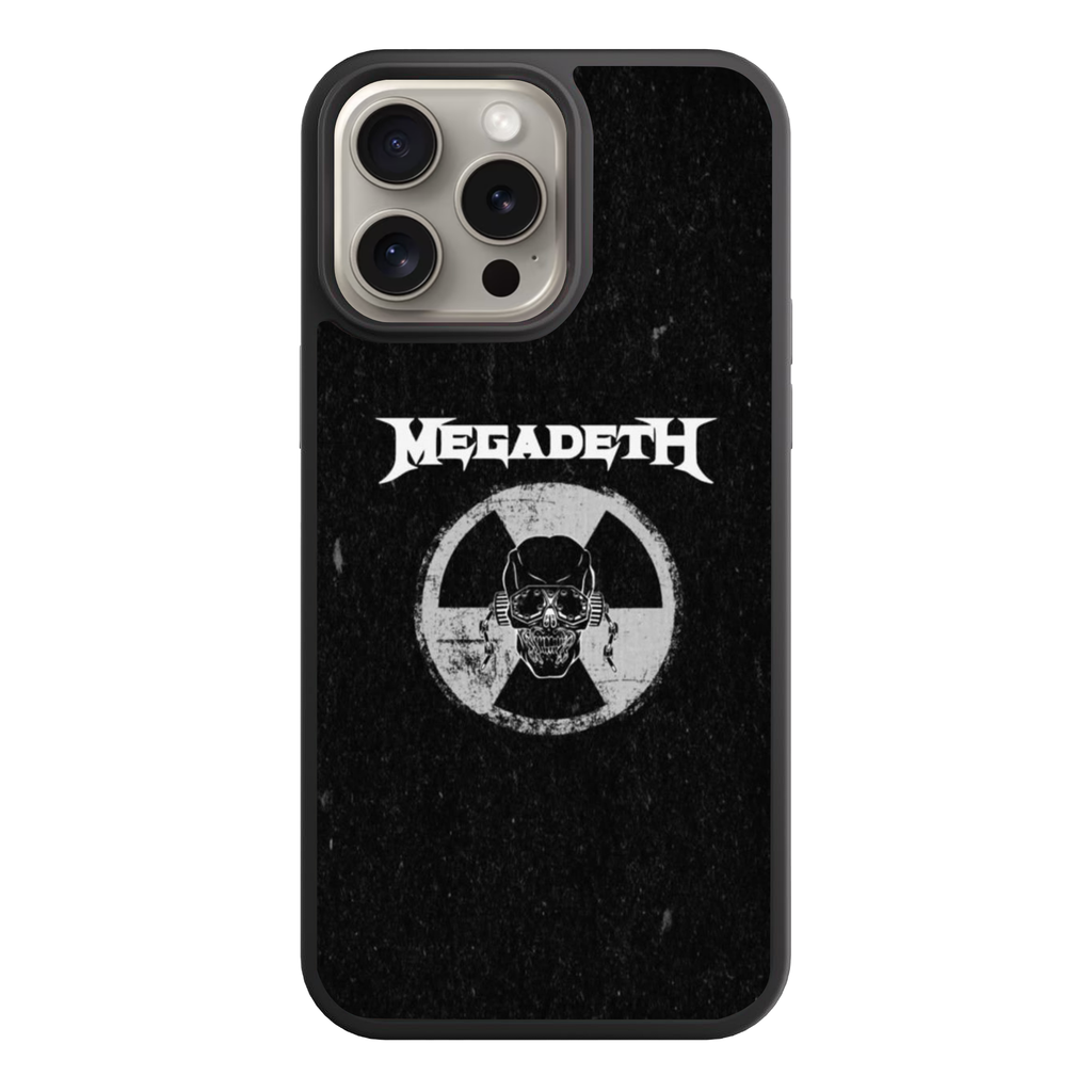Megadeth Phone Case For iPhone Samsung Galaxy Pixel - Megadeth Logo And Vic Rattlehead On Radiation Symbol Background