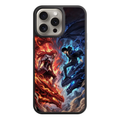 Solo Leveling Phone Case For iPhone Samsung Galaxy Pixel - Sung Jin woo And Antares Standing On Dragons Under A Red And Blue Sky Background
