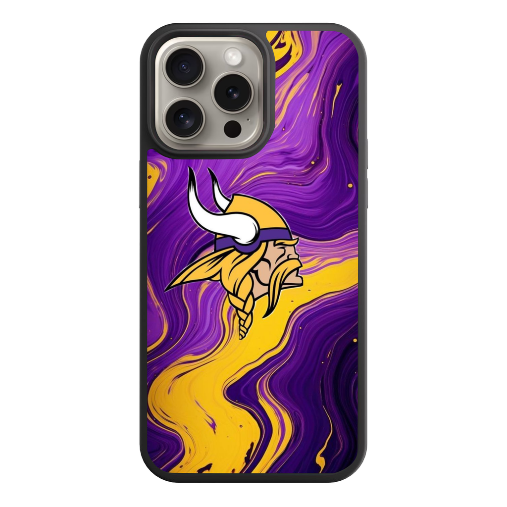 NFL Minnesota Vikings Phone Case For iPhone Samsung Galaxy Pixel - Minnesota Vikings Logo On Purple And Yellow Marble Background