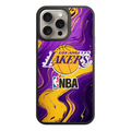 NBA Los Angeles Lakers Phone Case For iPhone Samsung Galaxy Pixel - Los Angeles Lakers And NBA Logo On Purple And Gold Marble Background