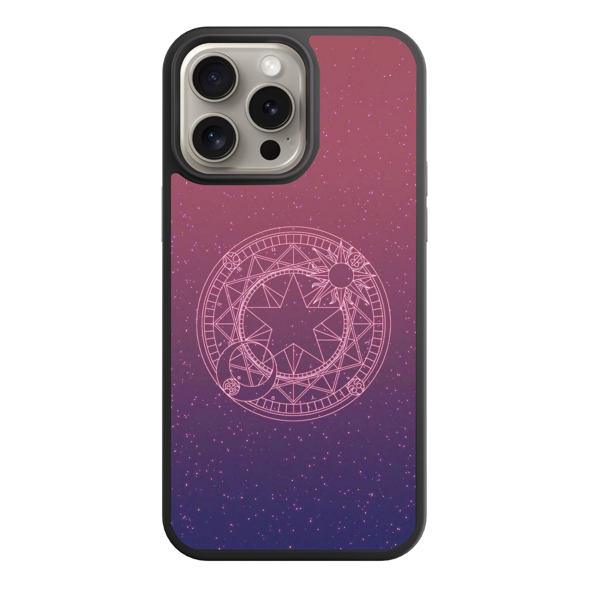 Cardcaptor Sakura Phone Case For iPhone Samsung Galaxy Pixel - Cardcaptor Sakura Magic Circle On Pink And Purple Gradient Starry Background