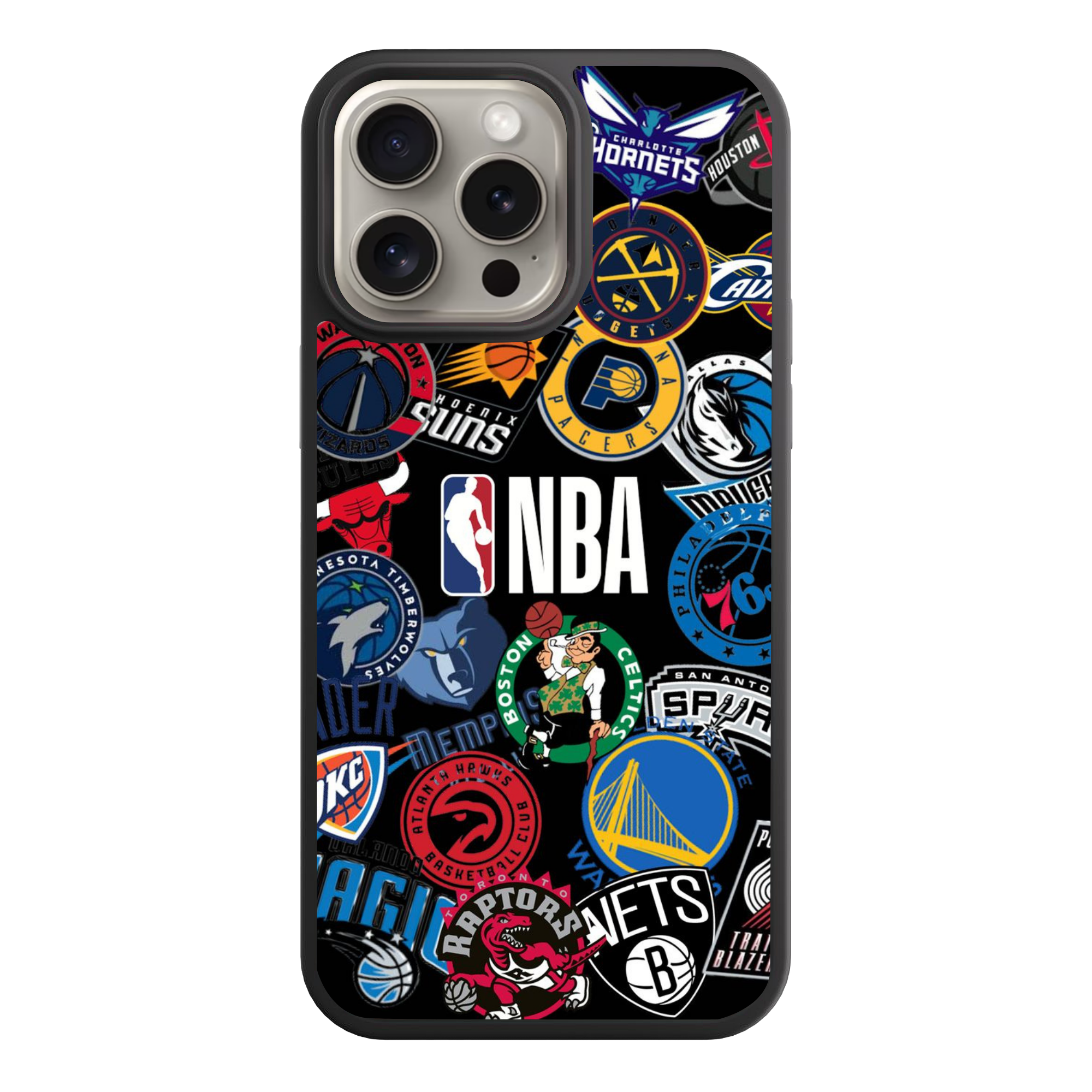 NBA Phone Case For iPhone Samsung Galaxy Pixel - NBA All Teams Stickers Collage Poster