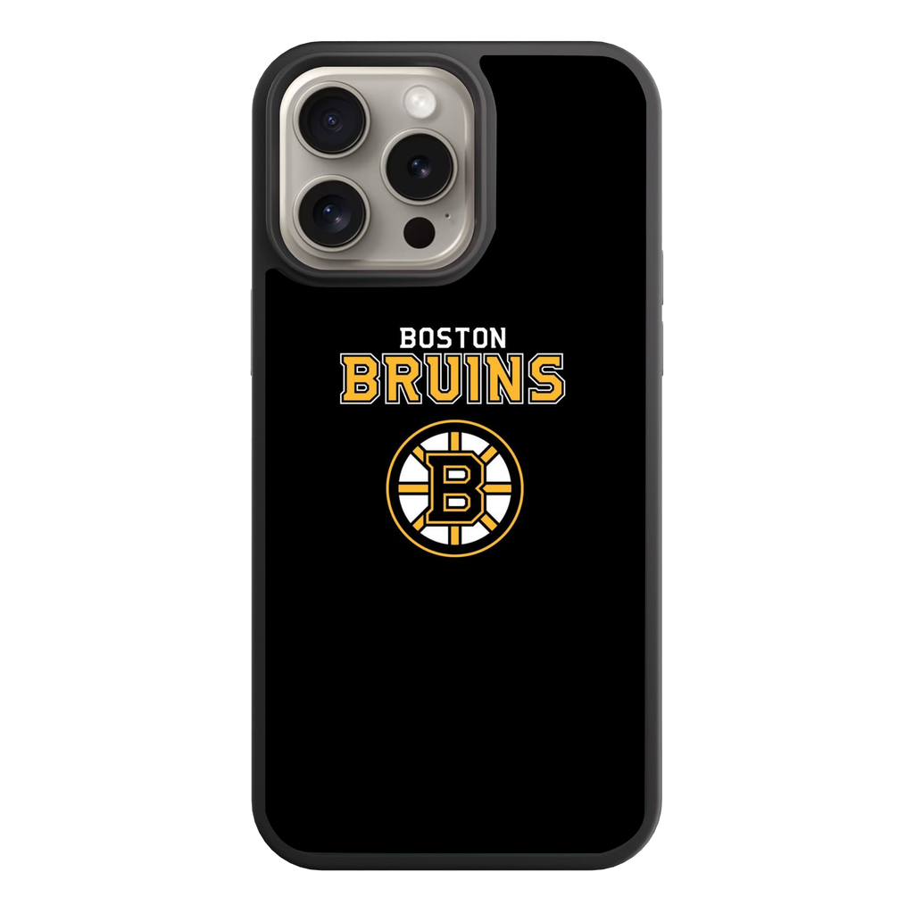 NHL Boston Bruins Phone Case For iPhone Samsung Galaxy Pixel - Boston Bruins Logo And Wordmark On Black Background