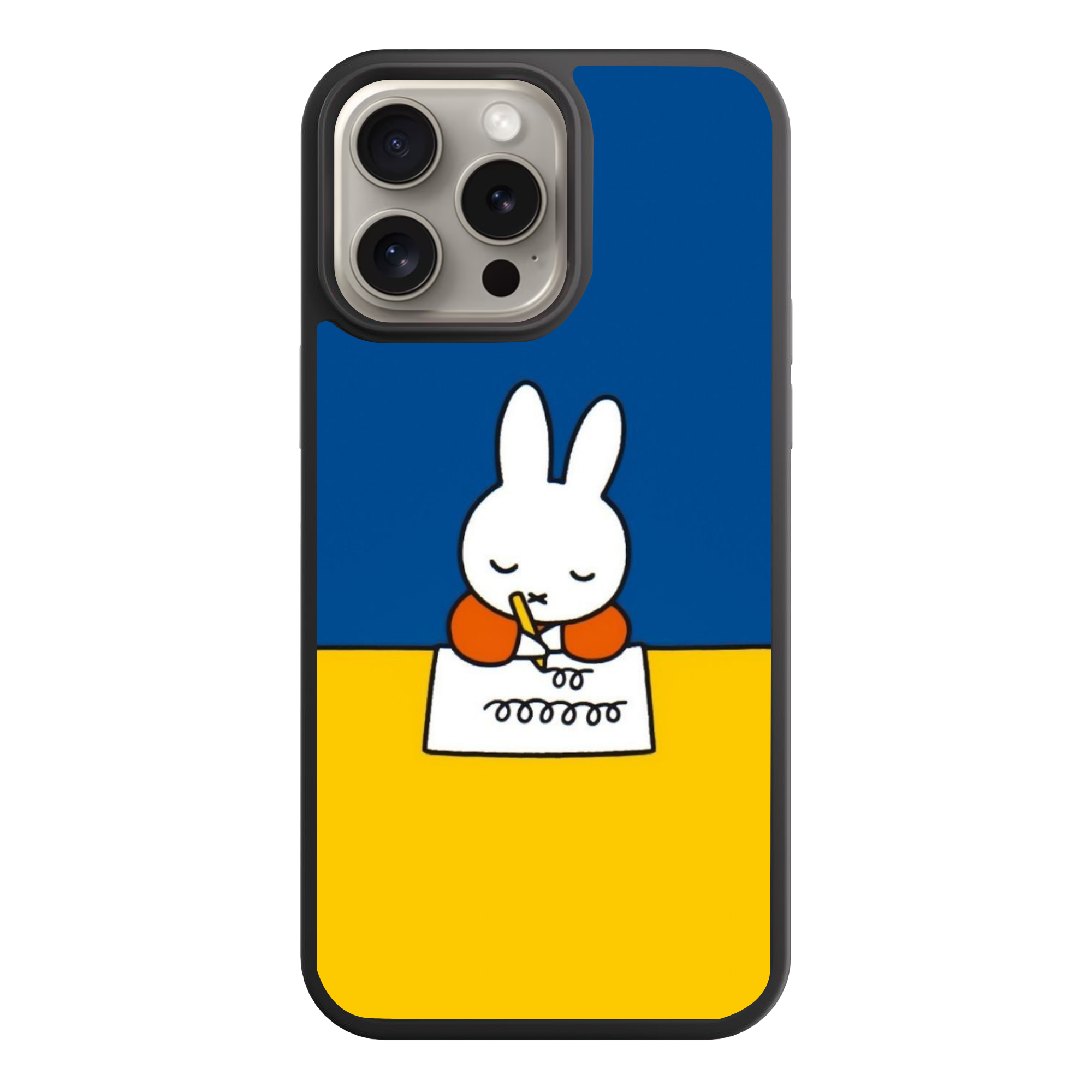 Miffy Phone Case For iPhone Samsung Galaxy Pixel - Miffy Writing In Blue And Yellow Background