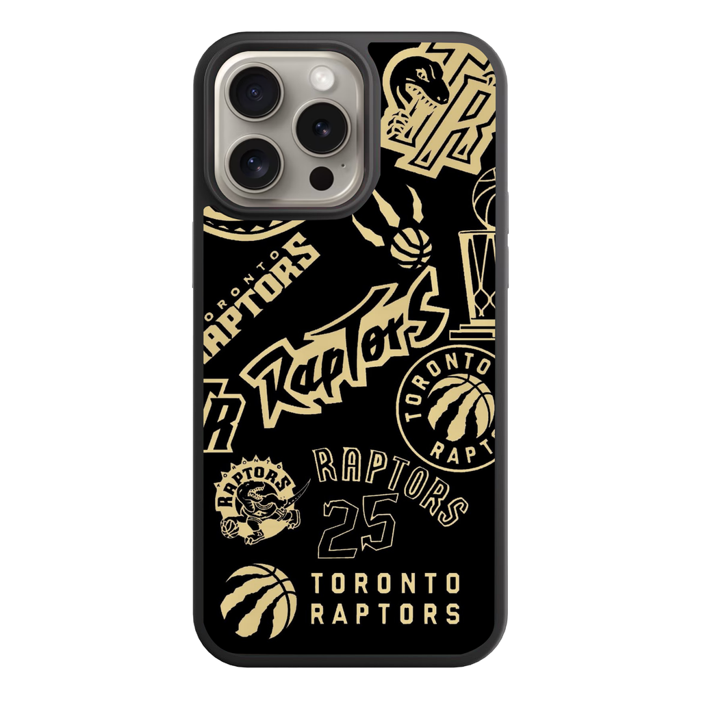 NBA Toronto Raptors Phone Case For iPhone Samsung Galaxy Pixel - Toronto Raptors Various Logos And Wordmarks On Black Background