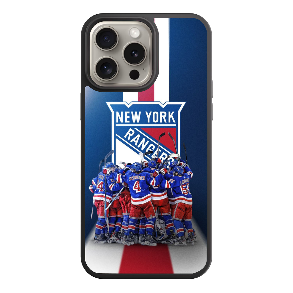 NHL New York Rangers Phone Case For iPhone Samsung Galaxy Pixel - New York Rangers Celebration On Red And White Striped Background