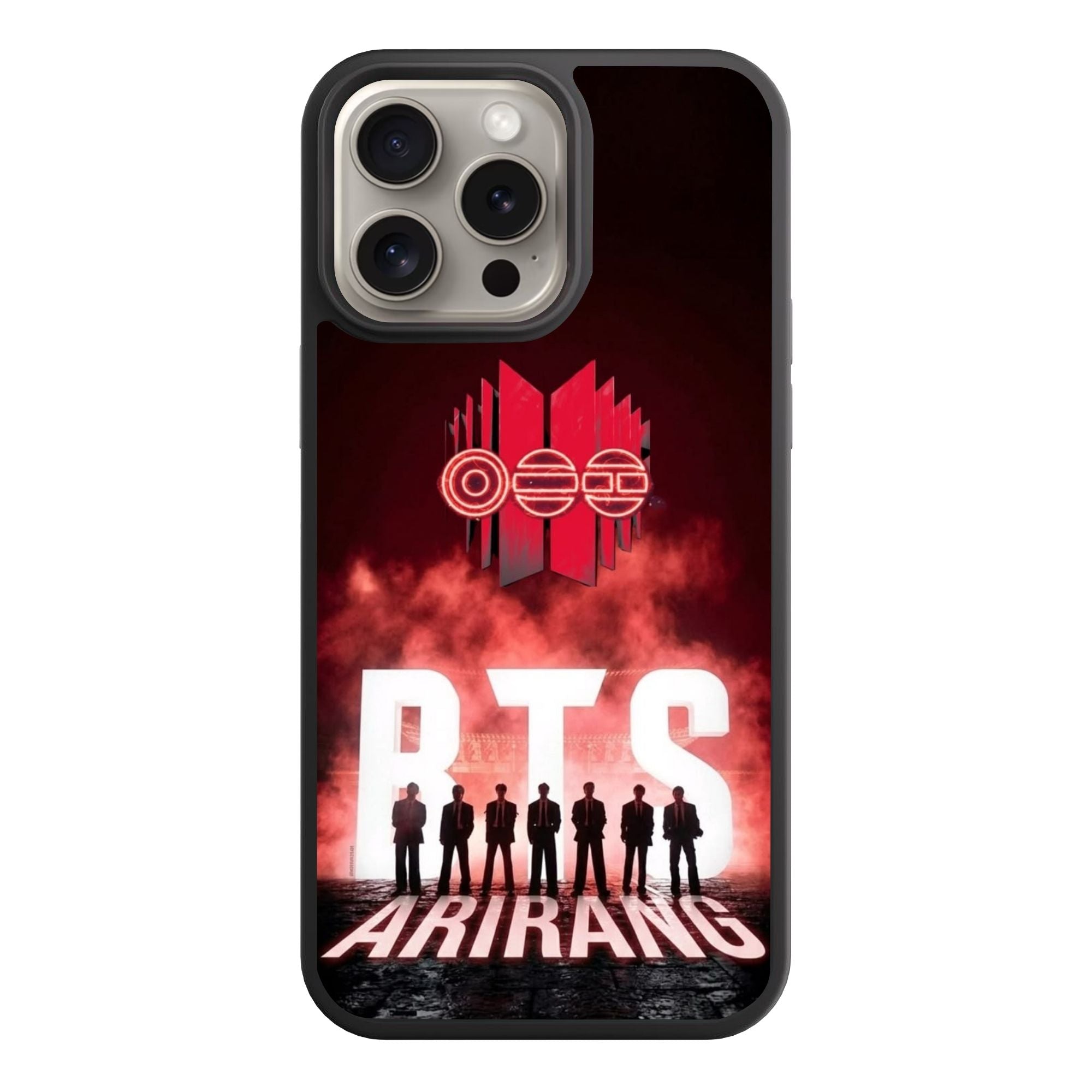 BTS Phone Case For iPhone Samsung Galaxy Pixel - BTS Arirang Silhouette Poster On Red Smokey Background