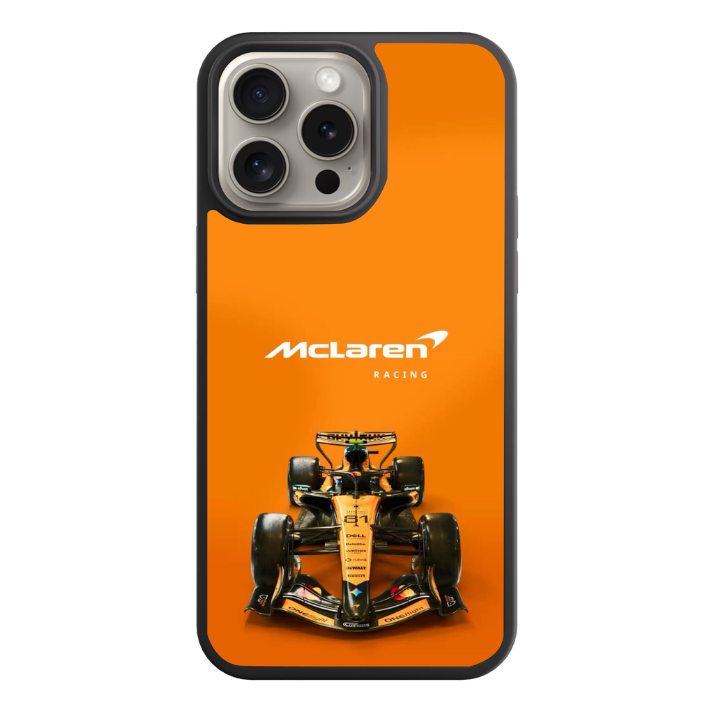 F1 Formula 1 McLaren Phone Case For iPhone Samsung Galaxy Pixel - McLaren Logo Wordmark And MCL40 On Orange Background