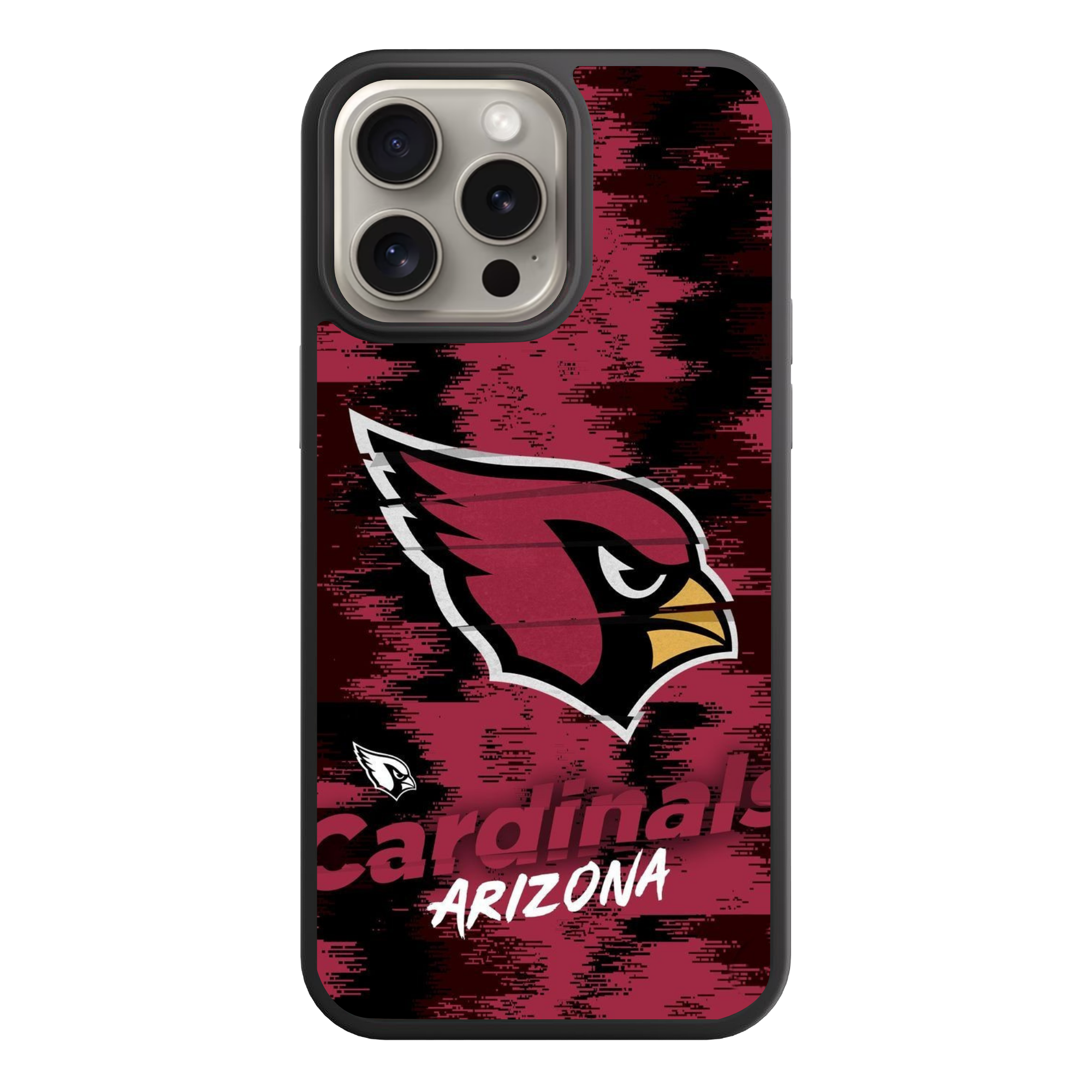 NFL Arizona Cardinals Phone Case For iPhone Samsung Galaxy Pixel - Arizona Cardinals Logo And Wordmark On Pixelated Textured Background