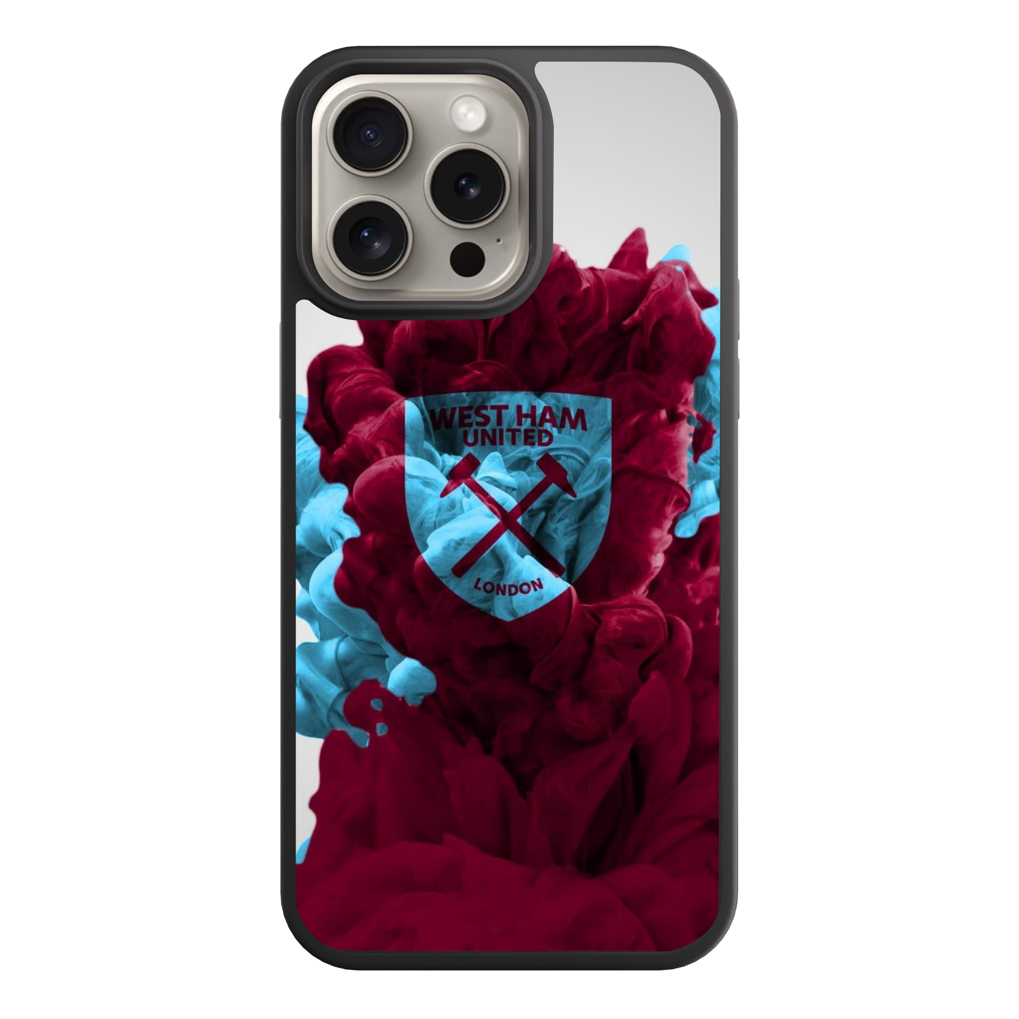 West Ham United FC Phone Case For iPhone Samsung Galaxy Pixel - West Ham United FC Crest On Claret And Blue Smoke Background