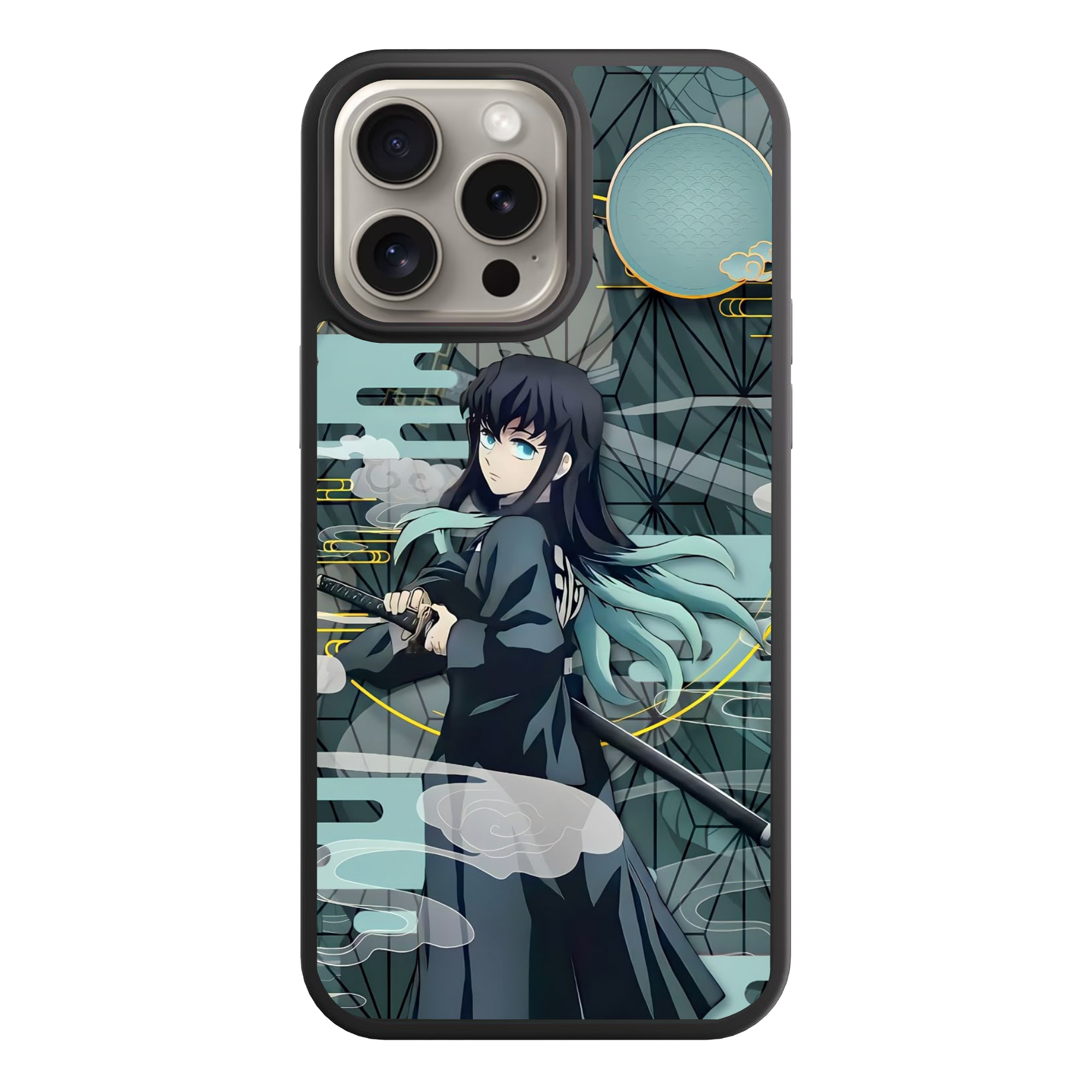 Demon Slayer Muichiro Phone Case For iPhone Samsung Galaxy Pixel - Muichiro Tokito The Mist Hashira Geometric Aesthetic Poster