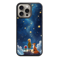 The Little Prince Phone Case For iPhone Samsung Galaxy Pixel - The Little Prince With Fox And Glass Dome Rose Looking Up At Golden Northern Star On Starry Night Background