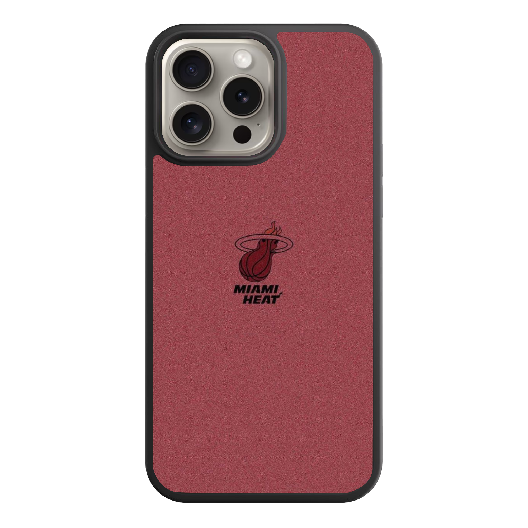 NBA Miami Heat Phone Case For iPhone Samsung Galaxy Pixel - Miami Heat Logo On Maroon Textured Background