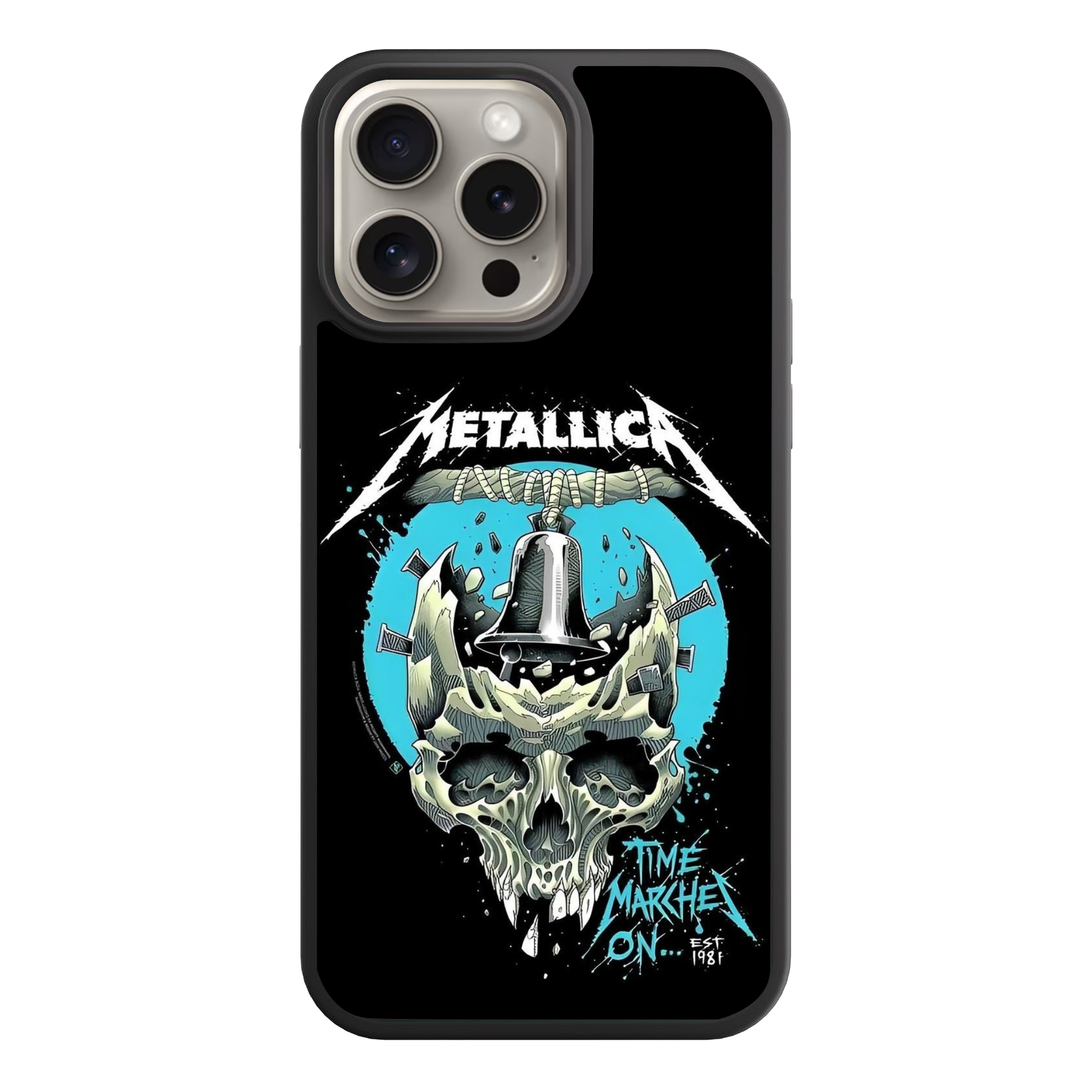 Metallica Phone Case For iPhone Samsung Galaxy Pixel - Metallica For Whom The Bell Tolls Skull On Black Background