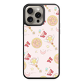 Cardcaptor Sakura Phone Case For iPhone Samsung Galaxy Pixel - Cardcaptor Sakura And Sailor Moon Icons Pattern On Light Pink Background