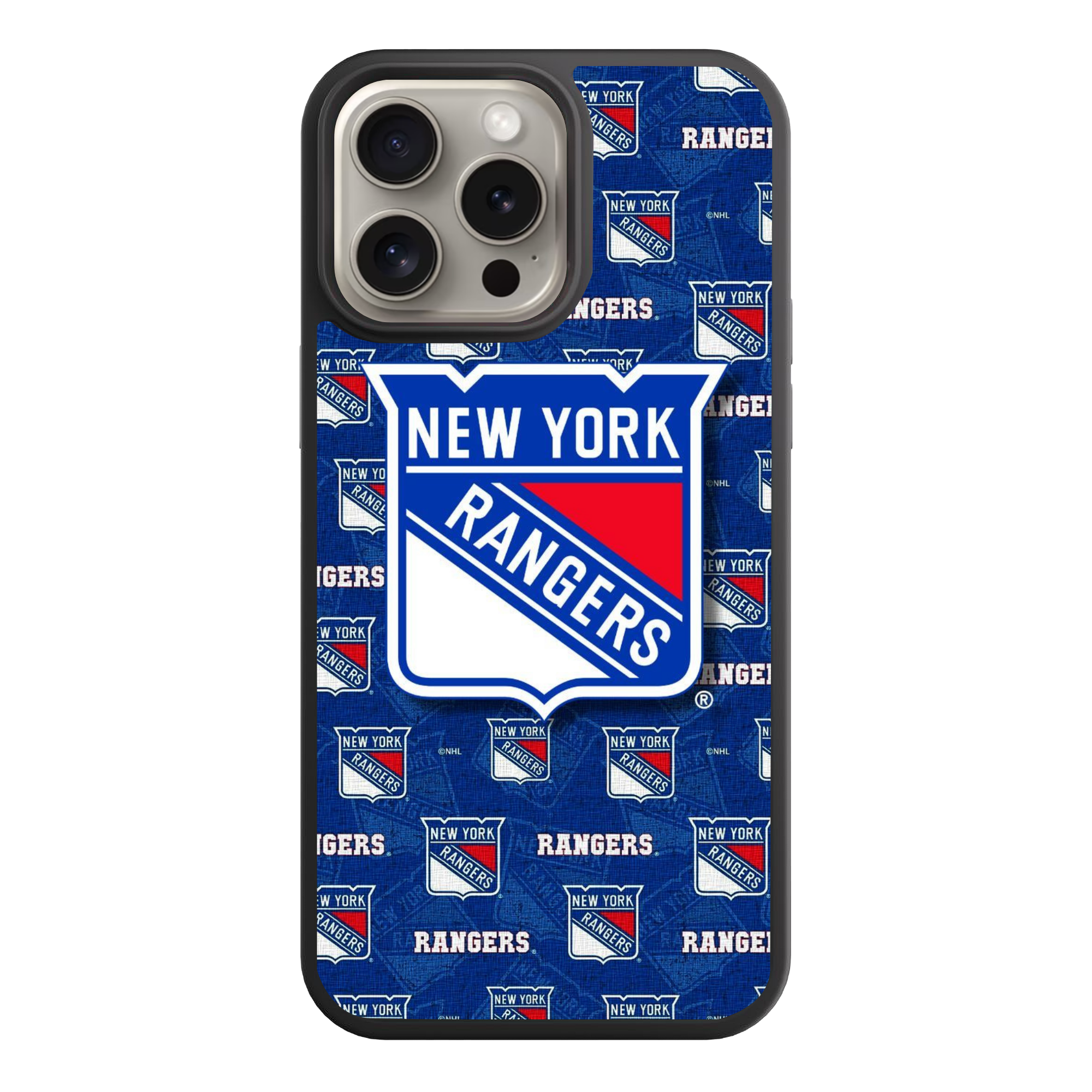 NHL New York Rangers Phone Case For iPhone Samsung Galaxy Pixel - New York Rangers Logos And Wordmark Pattern On Blue Background