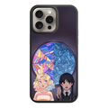 Wednesday Phone Case For iPhone Samsung Galaxy Pixel - Wednesday Addams And Enid Sinclair In Front Of Spiderweb Window Illustration Art